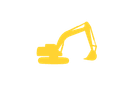 D&D Construction excavator logo - yellow construction equipment silhouette